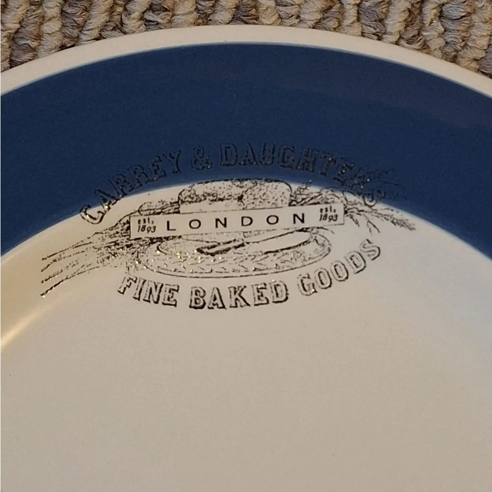 England Williams-Sonoma Blue Rim Stamped Plates - Set of Four Vintage Food Marks